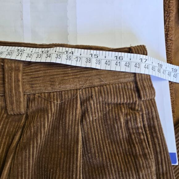 TRUST Mens Vtg Y2K Prep Academia Heritage Classic Pleated Corduroy Pants 34x32 - Picture 8 of 10